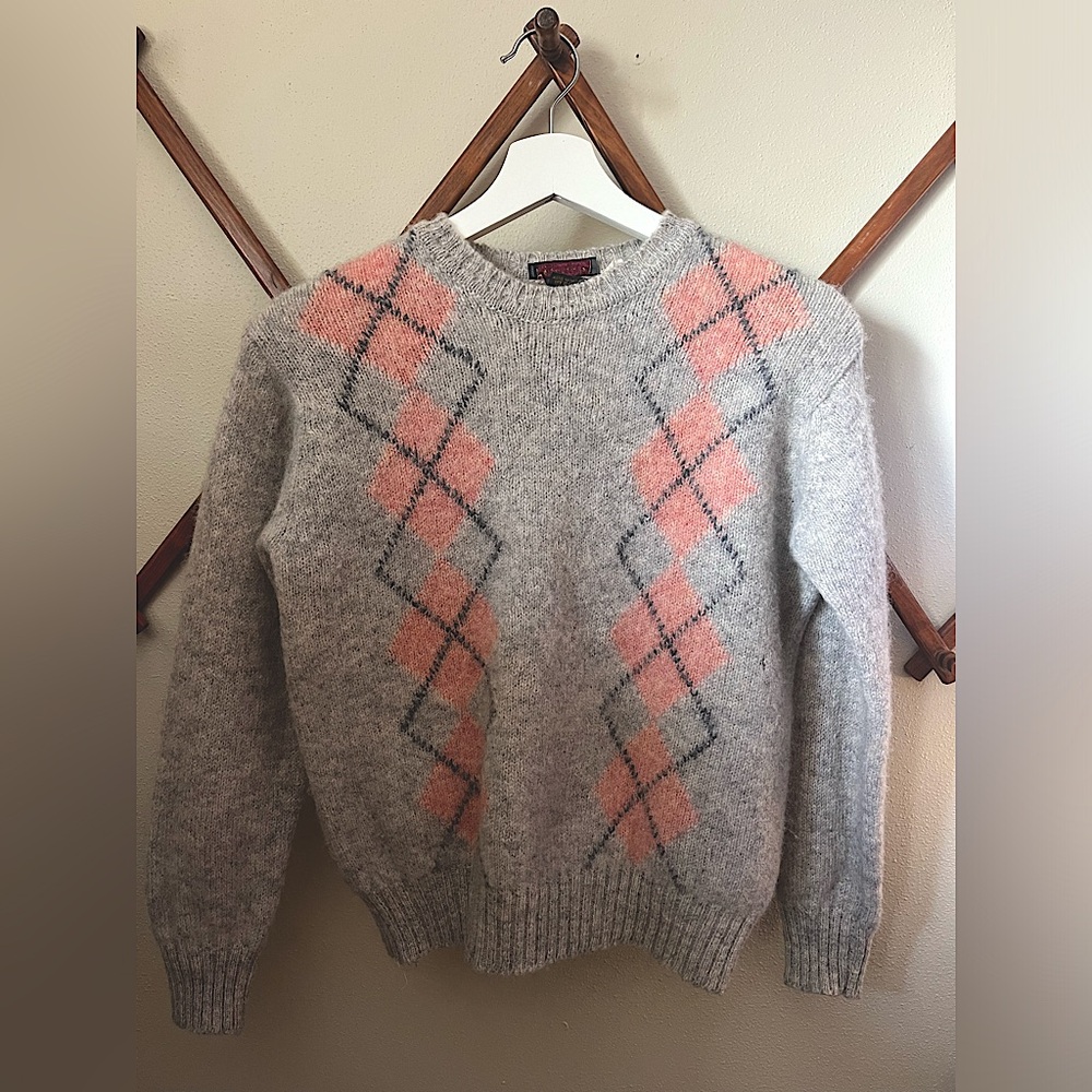 Vintages Wool Argyle Sweater